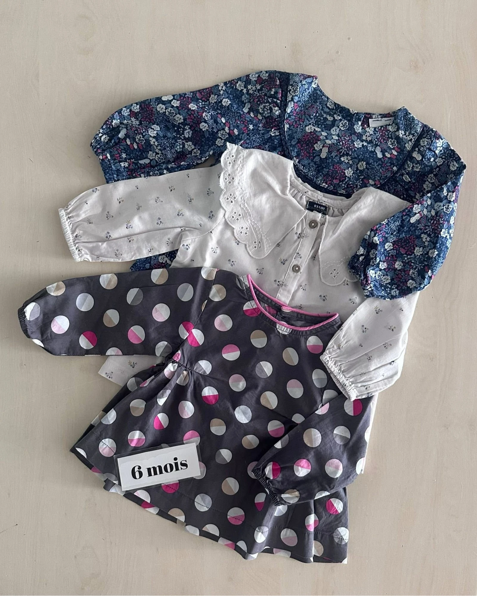 Set van 3 baby-meisjesoverhemden/blouses / maat 6 maanden – photo 4